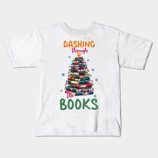 Dashing through the books Kids T-Shirt